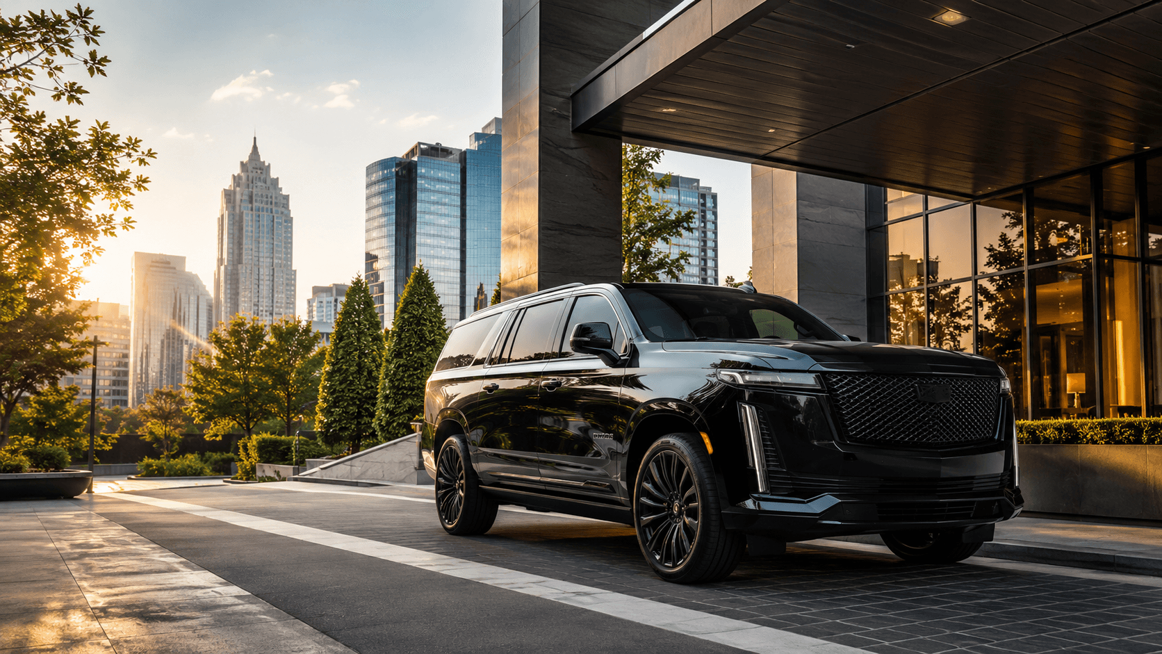 Atlanta corporate transportation with luxury black SUV for executive and business travel.