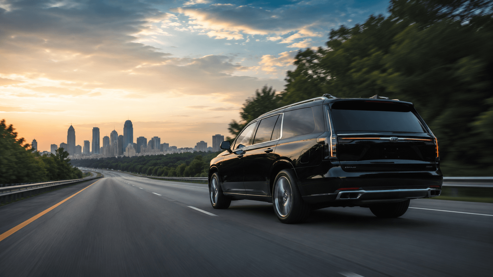 Atlanta long distance limo service with luxury black SUV for private city-to-city travel.