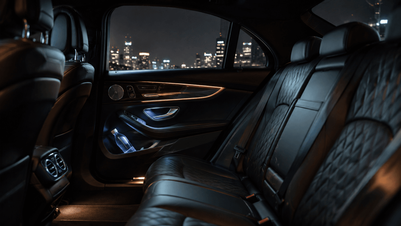 Best Chicago limo service — luxury sedan interior with ambient lighting