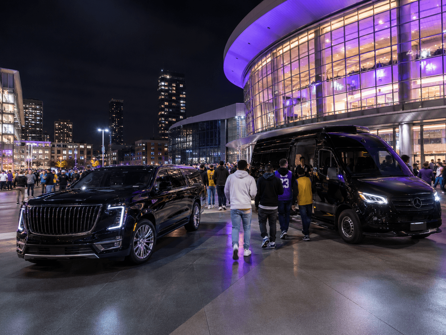Fiserv Forum limo service — SUV and Sprinter for Milwaukee Bucks game day