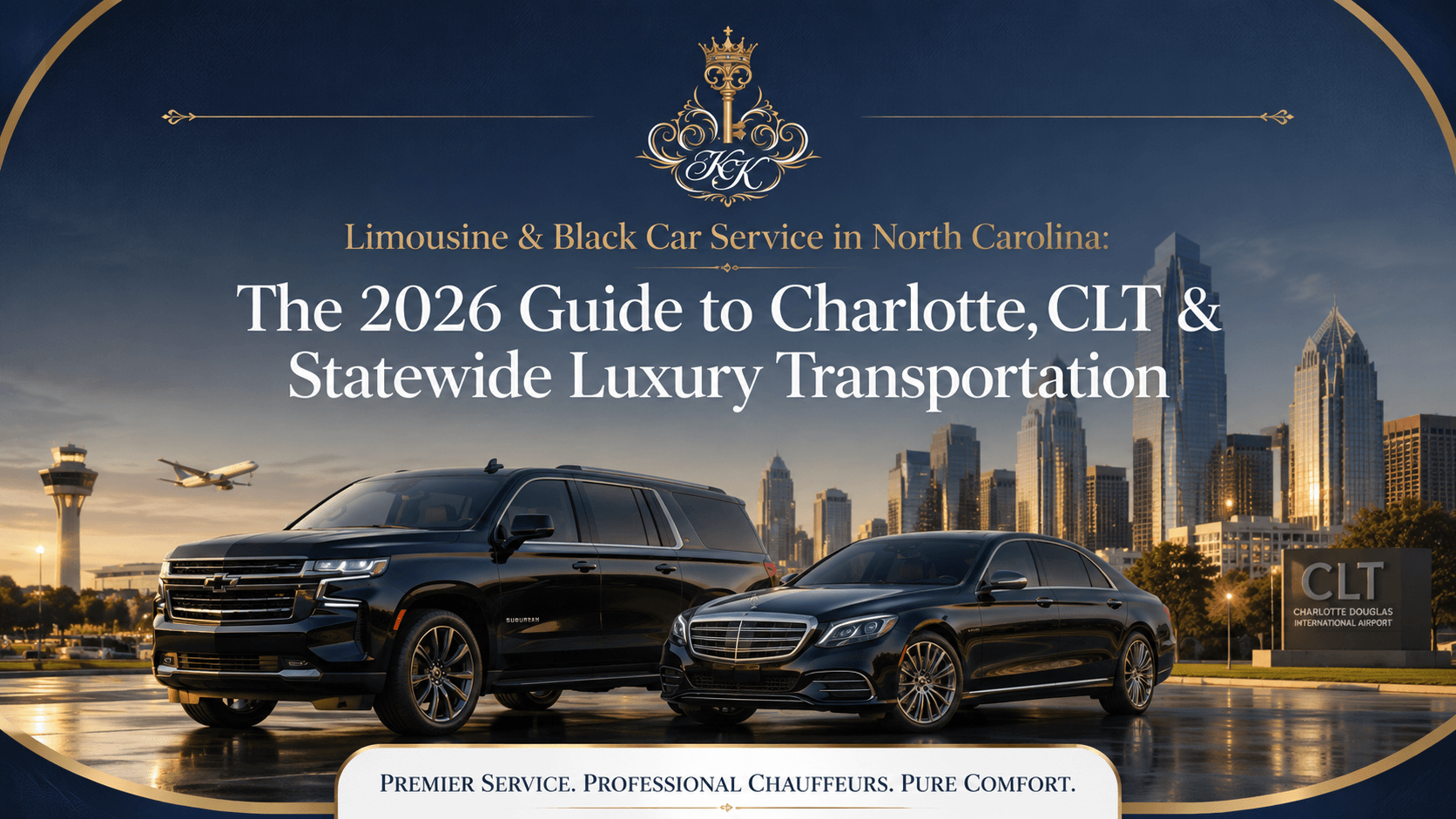 Luxury black SUV and executive sedan representing limousine and black car service in Charlotte, CLT Airport, and across North Carolina.